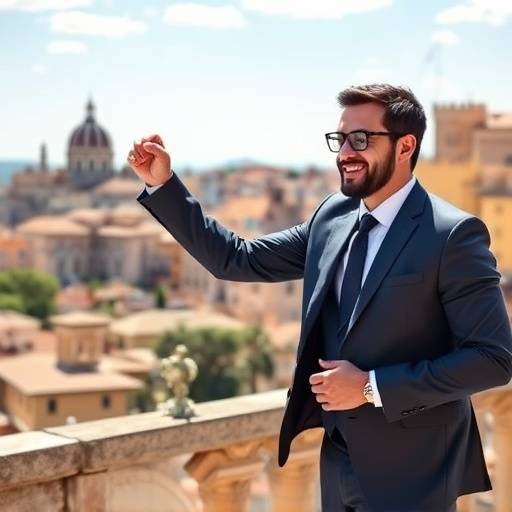 Un imprenditore di successo che celebra un accordo a Verona
